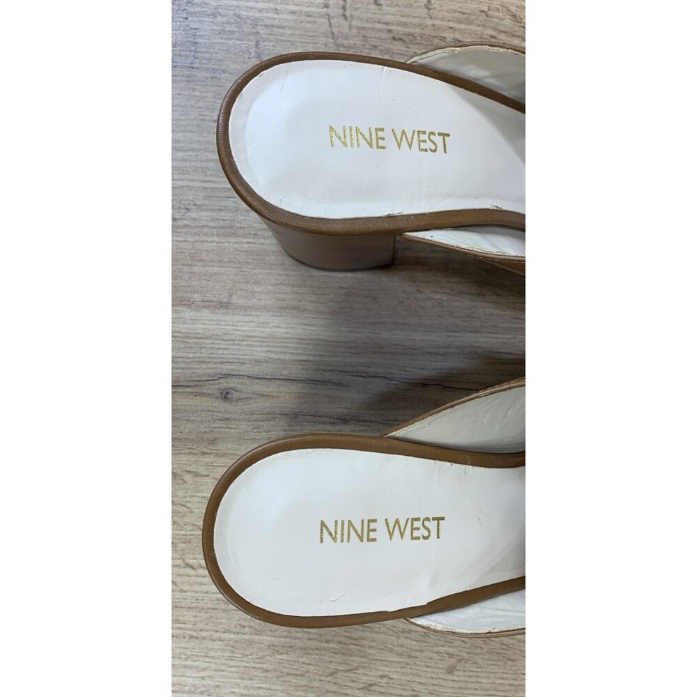 Nine West Womens Gerri Block Heel Slip On Open Toe Shoes Zipper Accent  Sz 9.5 M - Picture 8 of 16